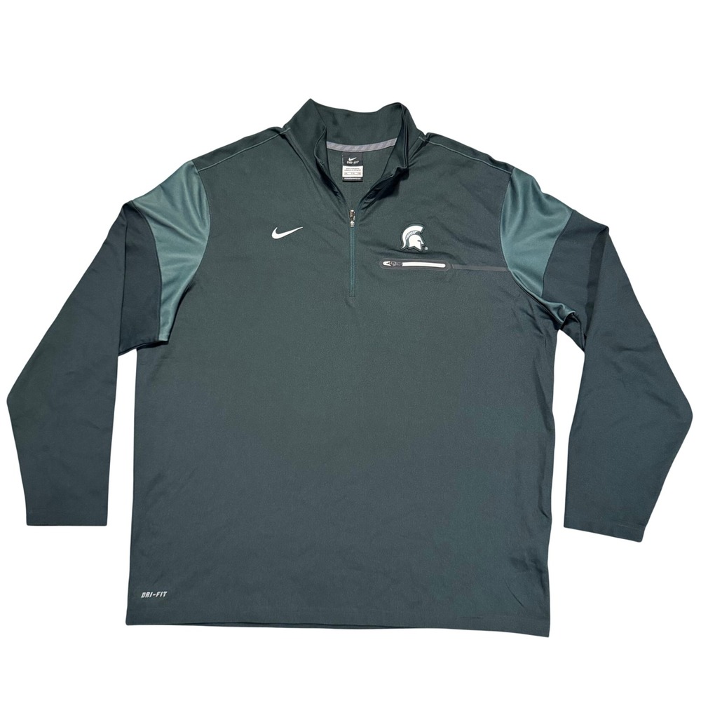 Michigan State Spartans Nike Pullover Men XXL Green Dri-FIT 1/4 Zip 32866X-MS5 - Picture 1 of 11